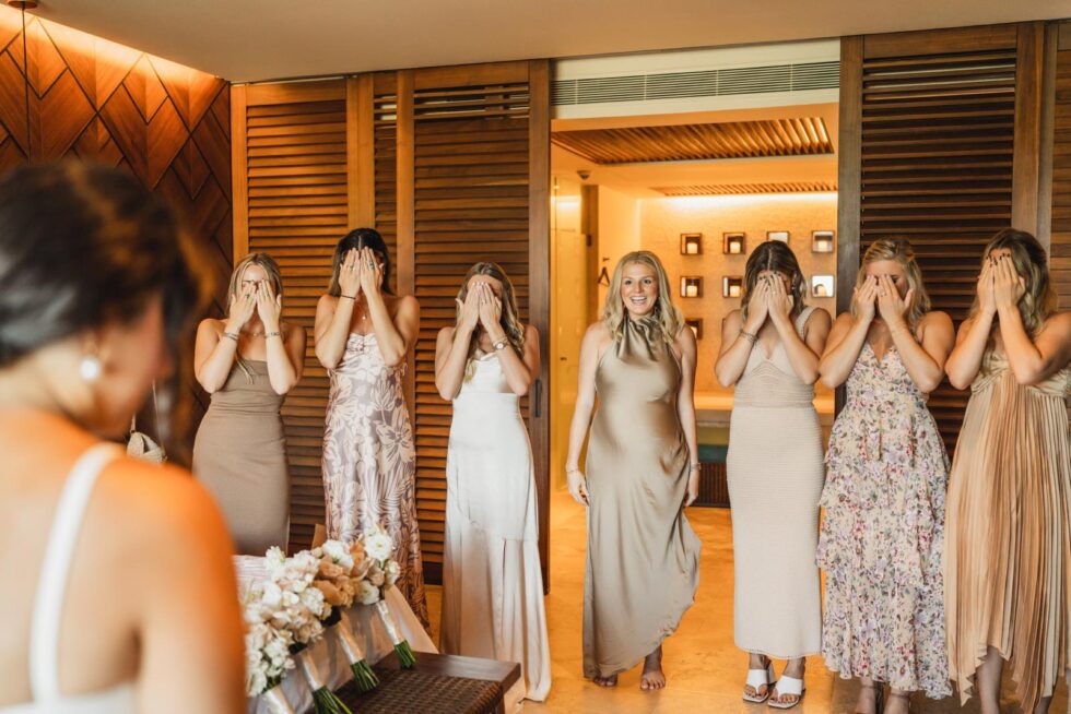 Bridesmaid Reveal Photos: Sharing the Dress in Cabo