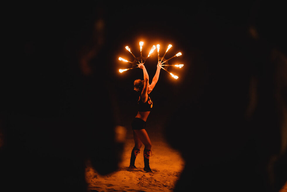 Fire Dance Performances: Spicing Up Cabo Wedding Photos